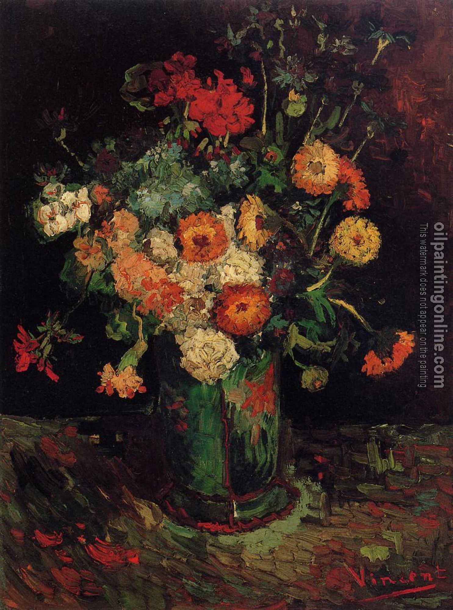 Gogh, Vincent van - Vase with Zinnias and Geraniums